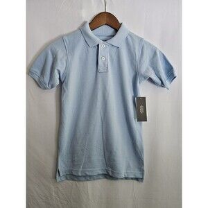 Eddie Bauer School Uniform Polo Shirt Boys Size S (8) Light Blue Short Sleeve